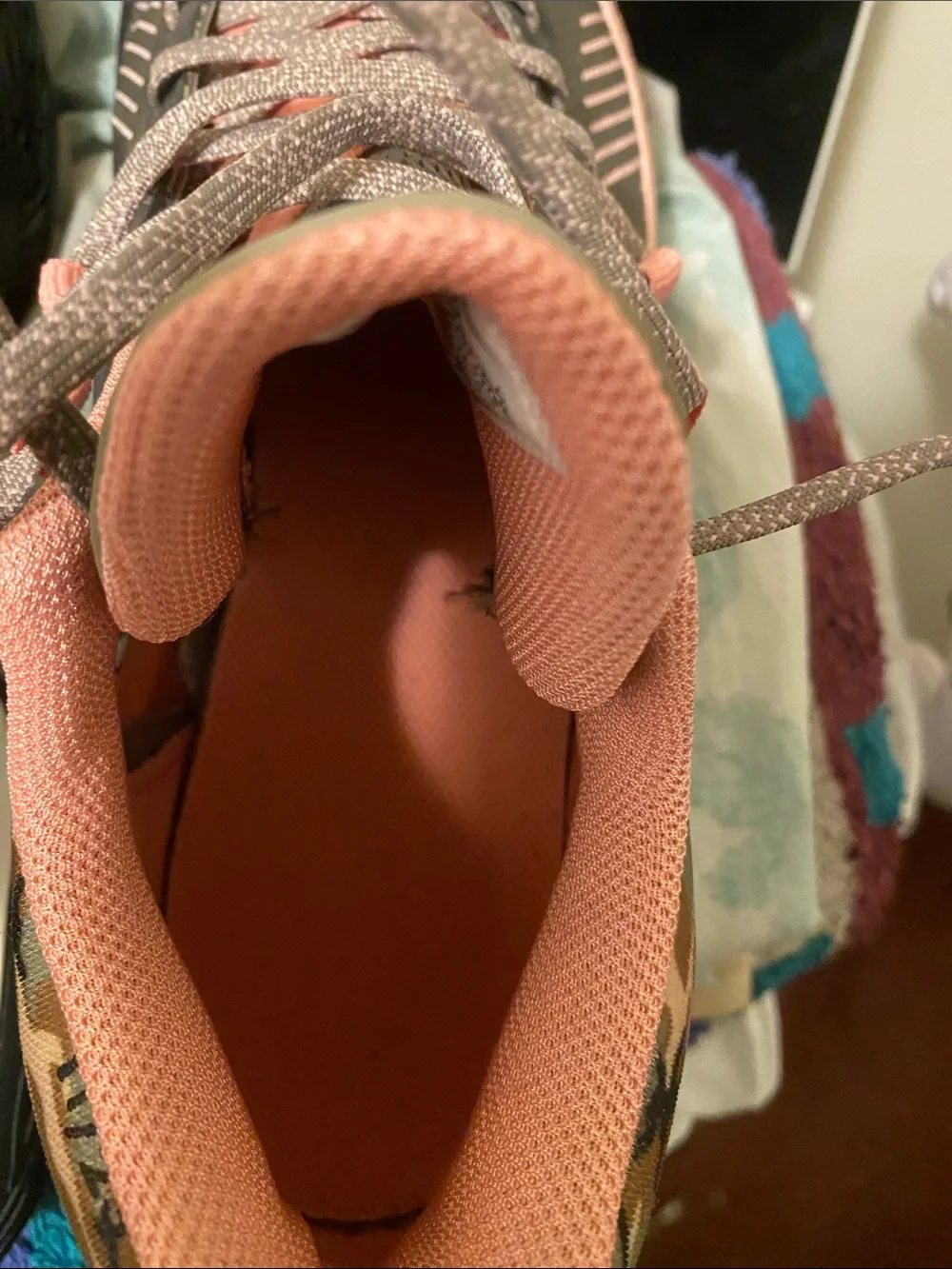 Nike Gray and Pink Camouflage Accent Athletic Running Shoes